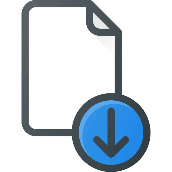 Documen Icône Fichier Téléchargement Dans Style Contour Rempli — Image vectorielle