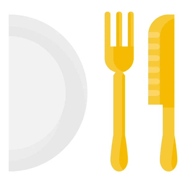 Dish Element Fork Icon Flat Style — Stock Vector