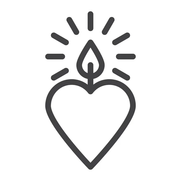 Icono Luz Corazón Vela Estilo Esquema — Vector de stock