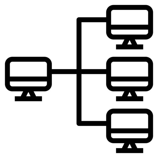Komunikovat Počítačem Ikona Internetu Stylu Osnovy — Stockový vektor