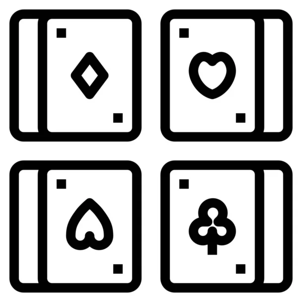 概要スタイルでカードゲーム趣味のアイコン — ストックベクタ