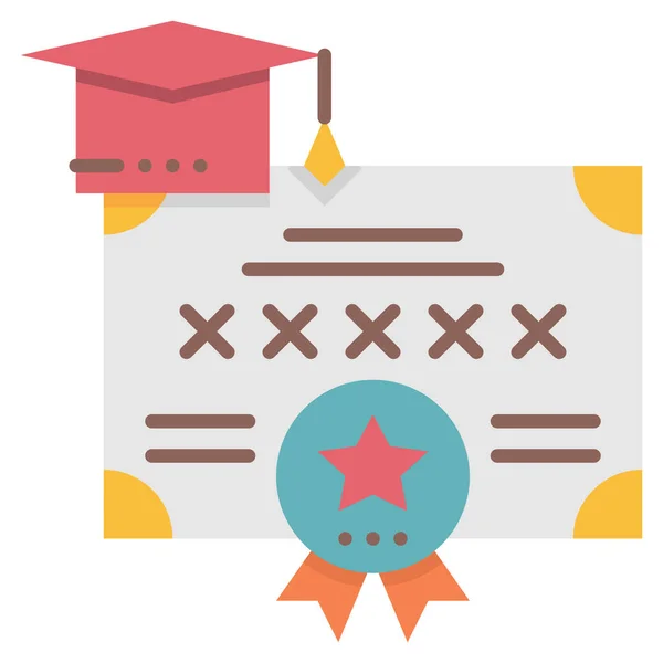 Certificado Educación Icono Formal Estilo Plano — Vector de stock