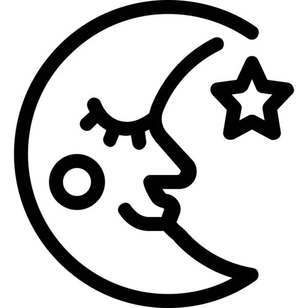 Tvář Měsíc Noční Ikona Stylu Osnovy — Stockový vektor