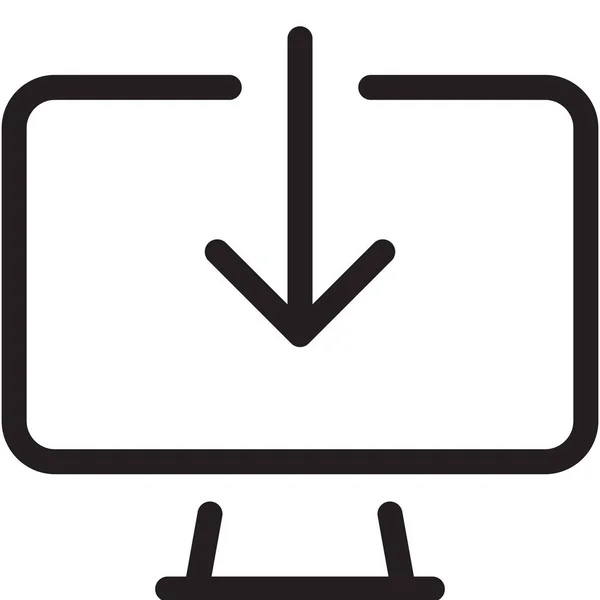 Pijl Computer Naar Beneden Pictogram Outline Stijl — Stockvector