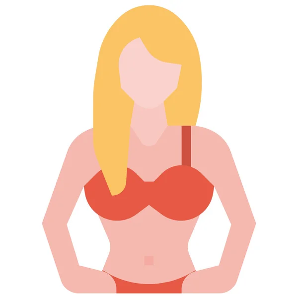 Icône Bikini Plage Avatar Style Plat — Image vectorielle