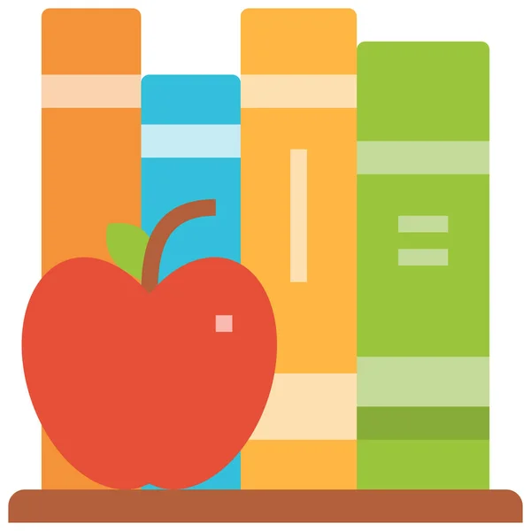 Pomme Livres Icône Éducation Dans Style Plat — Image vectorielle