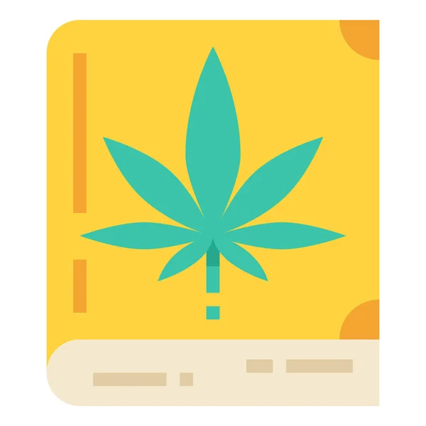 Kannabisz Útikönyv Ikon Lapos Stílusban — Stock Vector