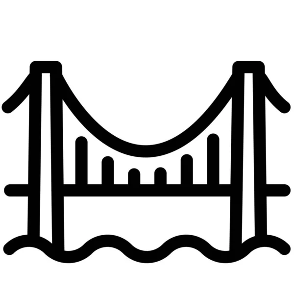 Puente California Francisco Icono Estilo Esquema — Vector de stock
