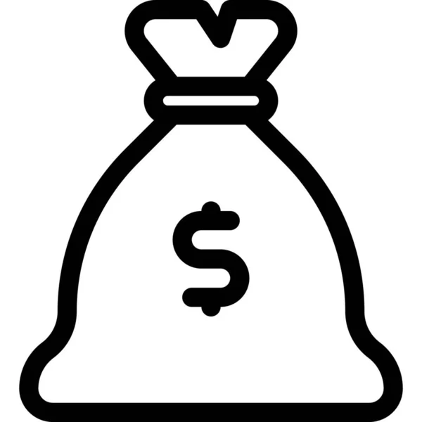 Tas Bank Dollar Pictogram Outline Stijl — Stockvector