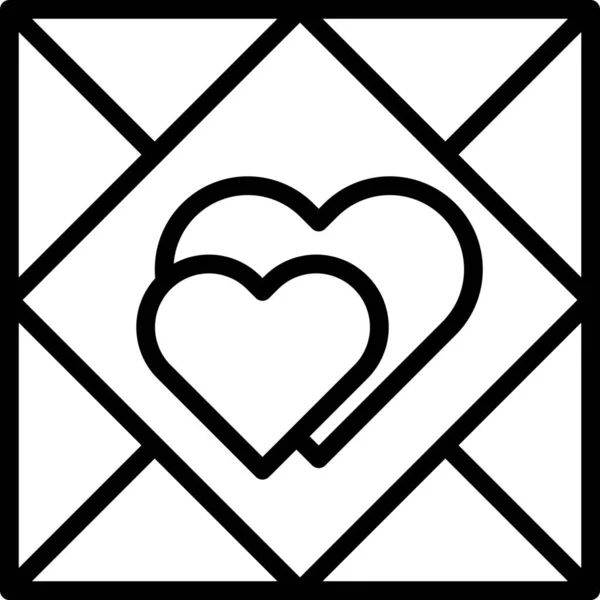 Карточка Пара Значок Сердца Стиле Абрис — стоковый вектор