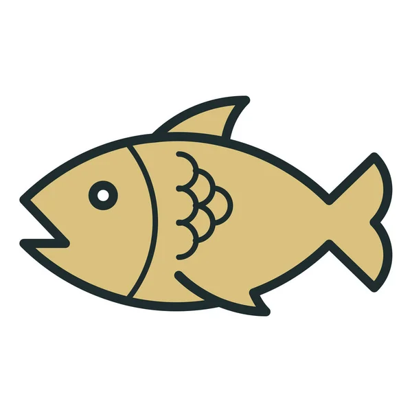 Rybí Jídlo Kuchyně Ikona Vyplněném Stylu Obrysu — Stockový vektor