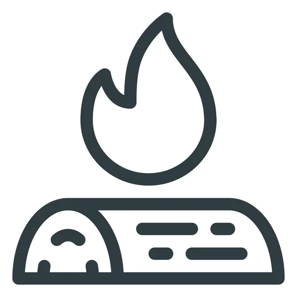 Barbacoa Icono Camping Estilo Del Esquema — Vector de stock