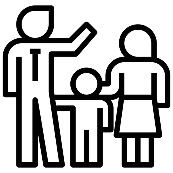 Familj Far Barn Ikon Utbildning Skola Lärande Kategori — Stock vektor