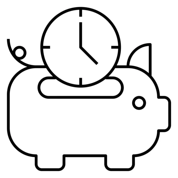 Negocio Piggybank Guardar Icono Estilo Esquema — Vector de stock