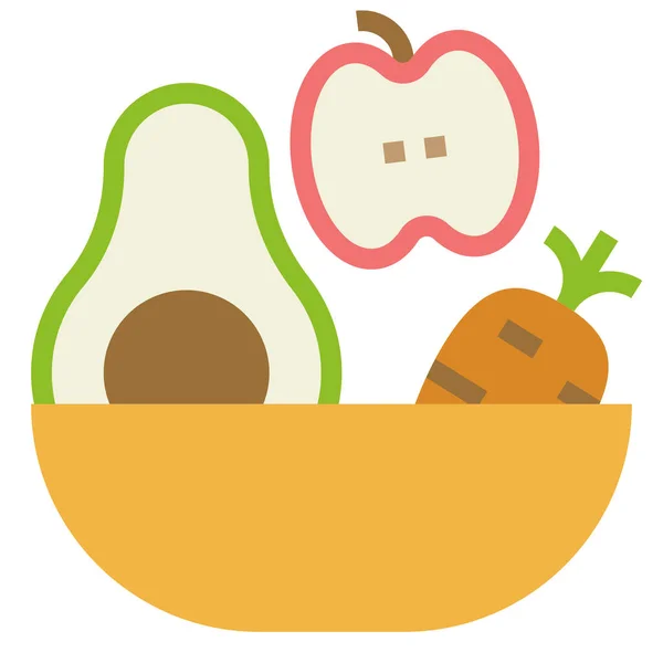 Apfel Avocado Karotten Symbol — Stockvektor
