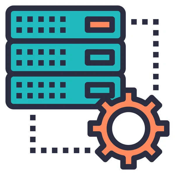 Ícone Configuração Hospedagem Dados Estilo Esboço Preenchido —  Vetores de Stock