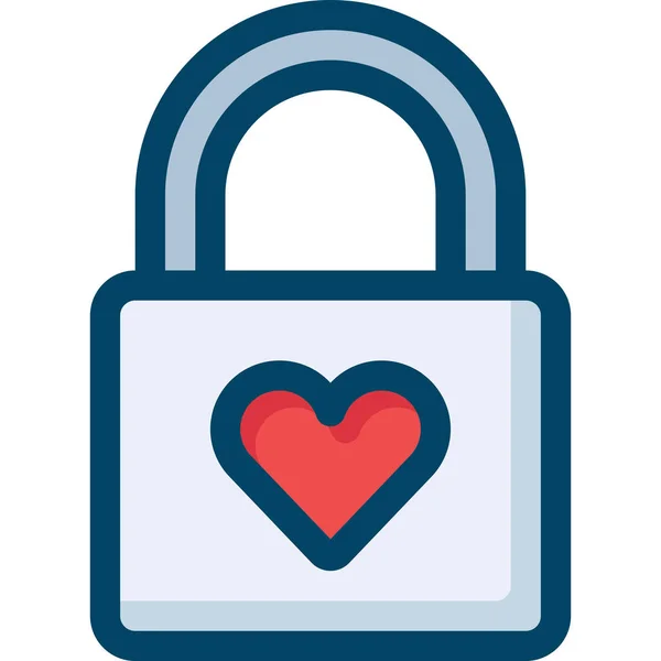 Heart Lock Love Icon Filled Outline Style — Stock Vector
