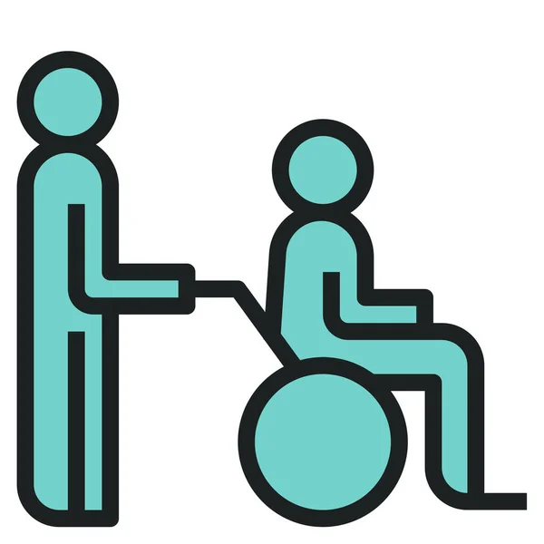 Pomoc Osoba Niepełnosprawna Ikona Stylu Wypełniony Zarys — Wektor stockowy