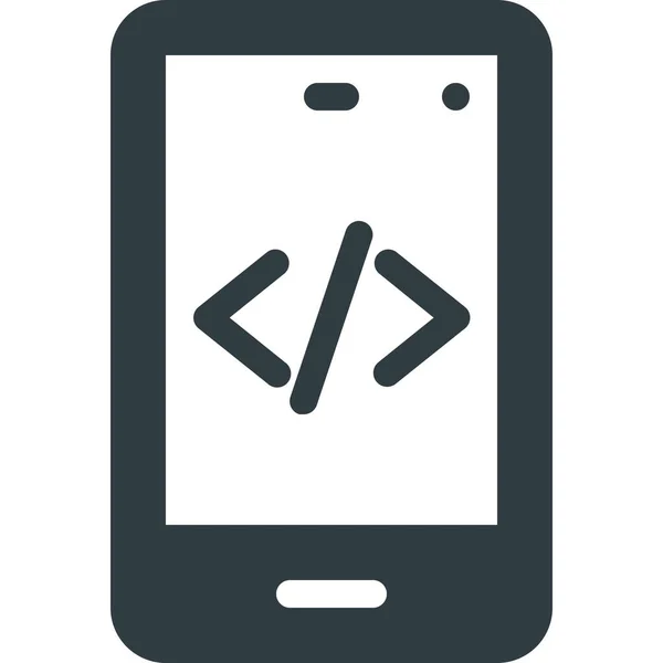 Développement Code Icône Mobile Dans Style Solide — Image vectorielle
