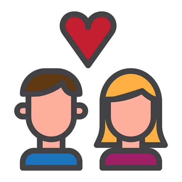 Pareja Amor Corazón Icono — Vector de stock