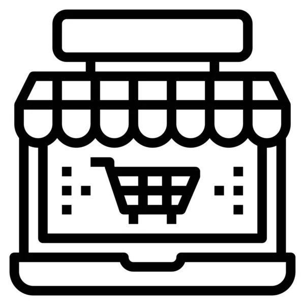 Icono Tienda Compras Línea Estilo Esquema — Vector de stock