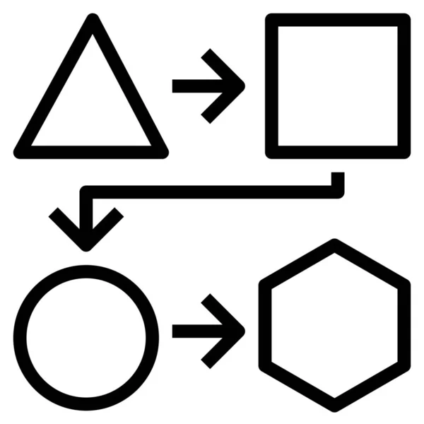 Kreis Sechseck Prozess Symbol Outline Stil — Stockvektor