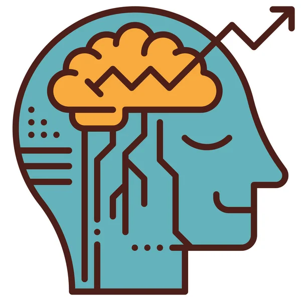 Growth Intelligence Learning Icon Filled Outline Style — Stock Vector