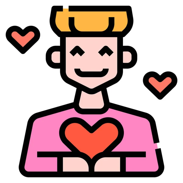 Corazón Niño Icono Estilo Contorno Lleno — Vector de stock