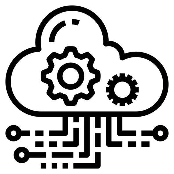 Εικονίδιο Cloud Hosting Στυλ Περίγραμμα — Διανυσματικό Αρχείο