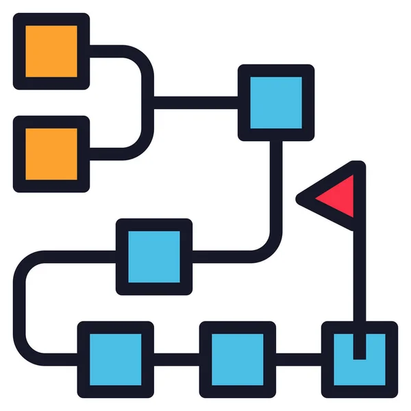 Flowchart Doel Planning Icoon Gevulde Omtrek Stijl — Stockvector