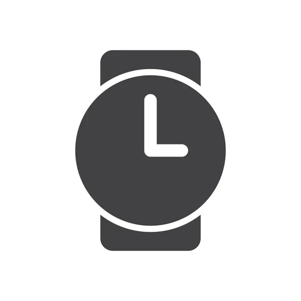 Clock Time Wristwatch Icon Solid Style — Stock Vector