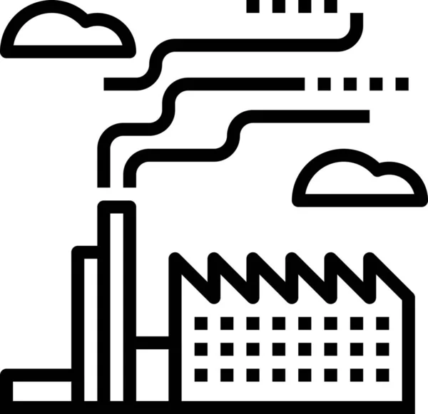 Fabrieksindustrie Landschap Icoon Omtrek Stijl — Stockvector