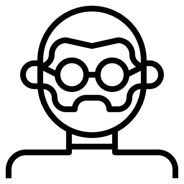 Icono Gafas Calvas Avatar Estilo Esquema — Vector de stock