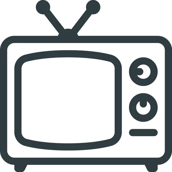 Viejo Icono Televisión Retro Estilo Esquema — Vector de stock