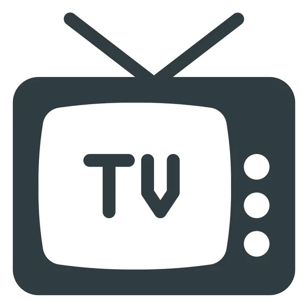 Antena Retro Icono Televisión Estilo Sólido — Archivo Imágenes Vectoriales