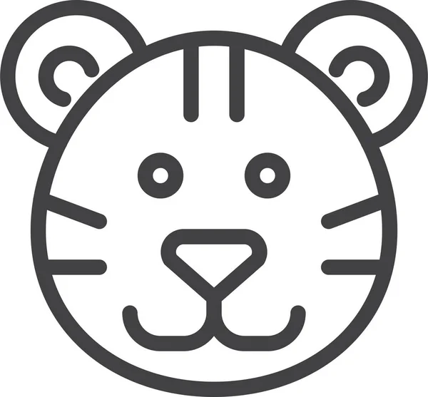 Cat Head Tiger Icon Outline Style — 스톡 벡터