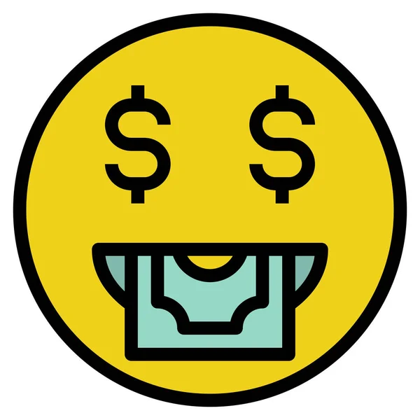 Happy Money Rich Icon Plný Obrys Style — Stockový vektor