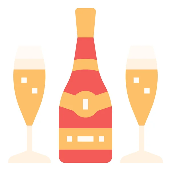 Champagne Wijnglas Pictogram — Stockvector