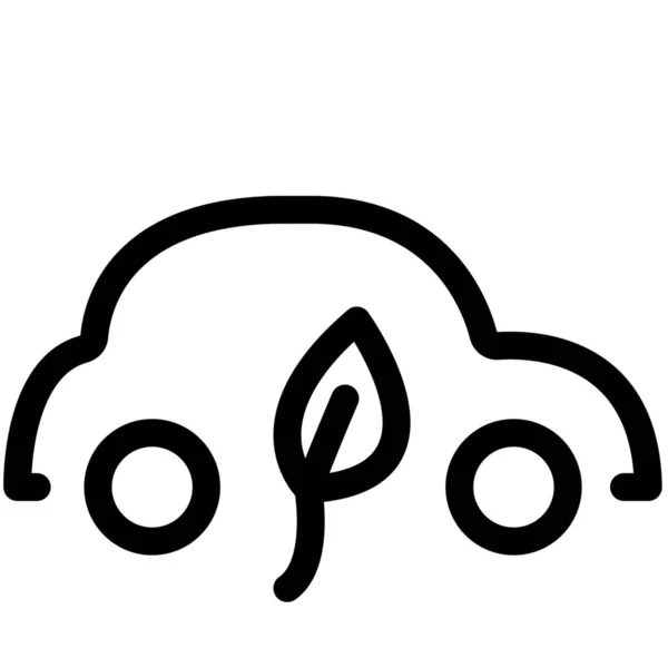 Coche Limpio Icono Ecología Estilo Esquema — Vector de stock