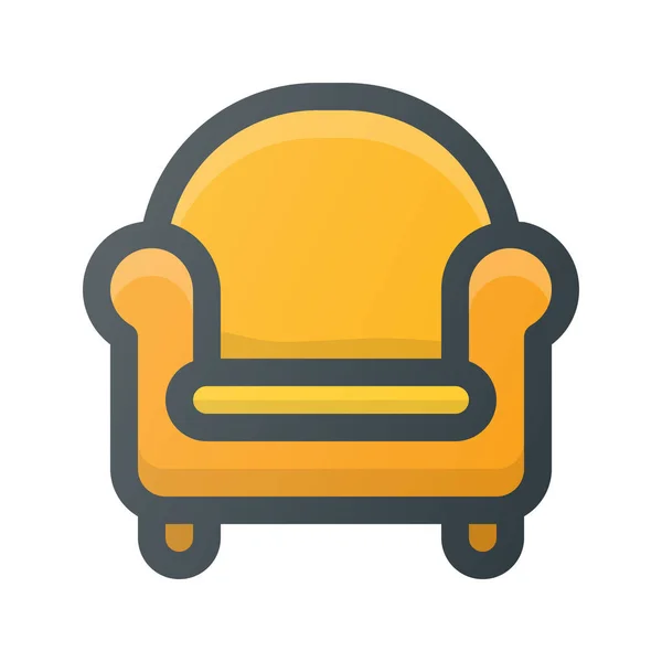 Armchair Chair Furniture Icon Filled Outline Style — Stock Vector