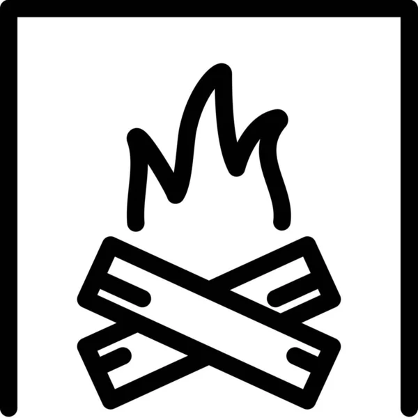 Feuer Kamin Brennen Symbol Outline Stil — Stockvektor