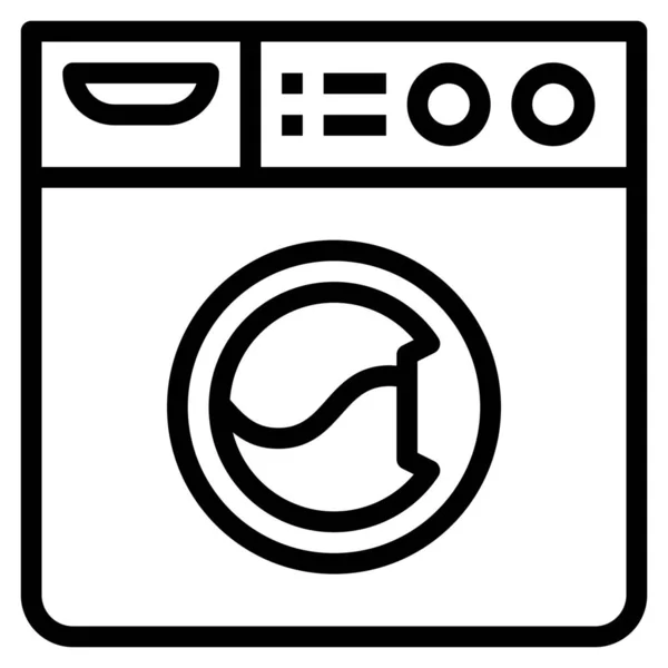Nettoyage Machine Laver Icône Dans Style Contour — Image vectorielle