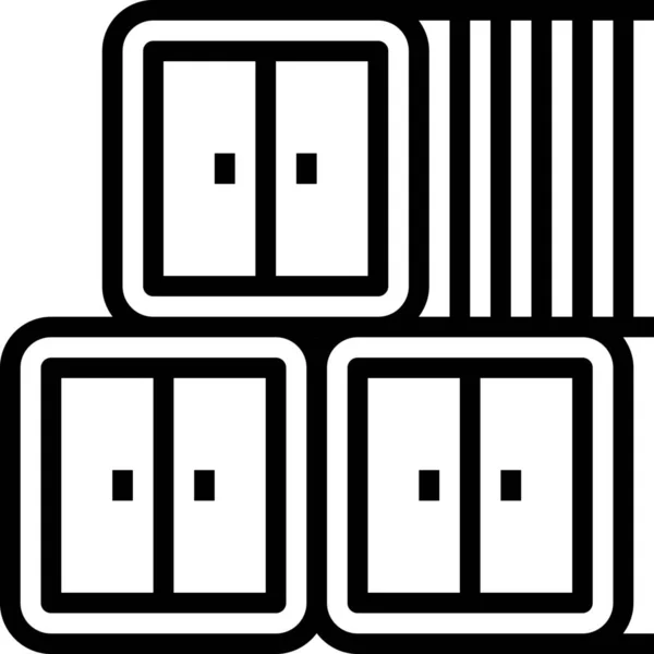 Caja Contenedor Icono Casillero Estilo Esquema — Archivo Imágenes Vectoriales