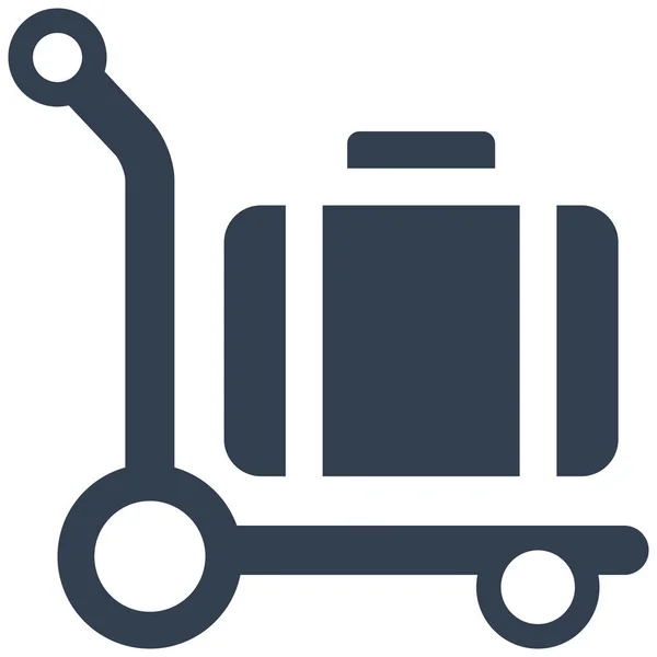Ikona Bagażu Wózka Lotnisku Stylu Solid — Wektor stockowy