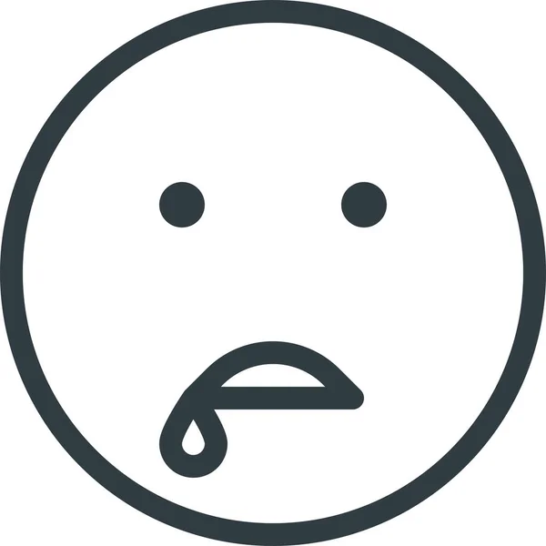 Outline Biçiminde Salya Akıtan Emoji Emote Simgesi — Stok Vektör
