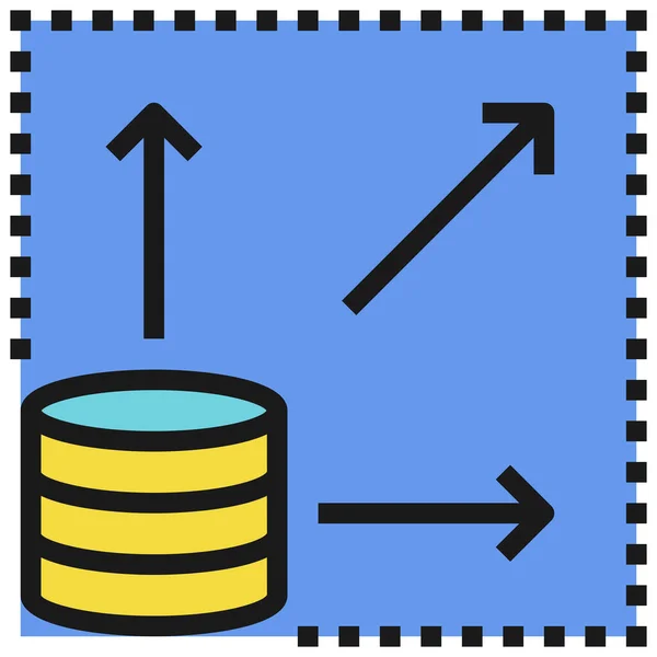 Agrandir Base Données Icône Dans Style Contour Rempli — Image vectorielle