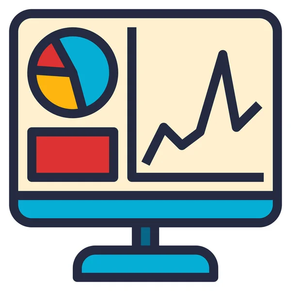 Business Computer Graph Icon Filled Outline Style — Stock Vector