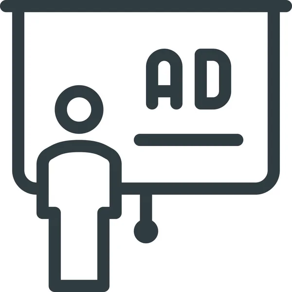 Διαφήμιση Εικονίδιο Μάρκετινγκ Στυλ Περίγραμμα — Διανυσματικό Αρχείο