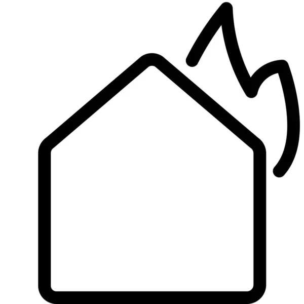 Quema Icono Casa Fuego Estilo Esquema — Vector de stock