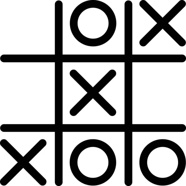 Hra Hrající Tic Tac Toe Ikonu Stylu Osnovy — Stockový vektor